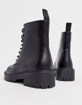 Thumbnail for your product : Raid Wide Fit Exclusive Micah black lace up flat boots with black eyelets