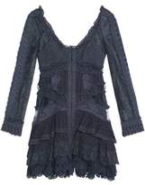 Thumbnail for your product : Zimmermann Ruffled Lace-Paneled Broderie Anglaise Silk Mini Dress