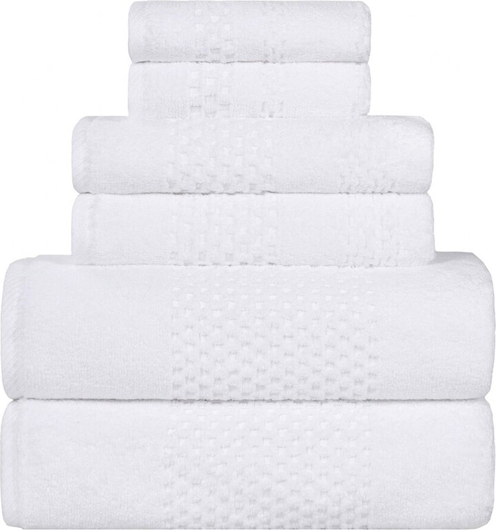 Superior Playa Zero Twist Cotton Medium Weight Solid Waffle Textured 6pc Towel Set