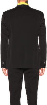 Calvin Klein Wool Gabardine Two Button Jacket in Black | FWRD