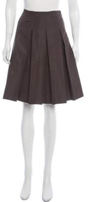 Prada Pleated Knee-Length Skirt Brown Pleated Knee-Length Skirt