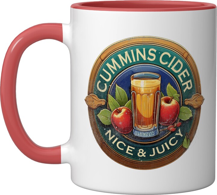 Cider Lover Funny Designs Cummins Cider Lovers Retro Funny Ceramic Mug, Red/White