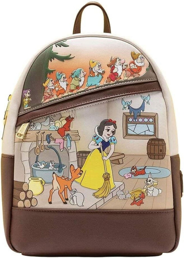 Loungefly Disney Snow White and Seven Dwarfs Multi Scene Womens Double Strap Shoulder Bag Purse