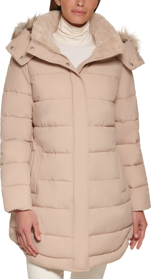 11050円 『2年保証』 Calvin Klein Womens Faux Fur Hooded Coat