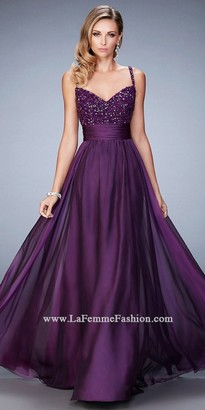 La Femme Marianne Embellished Empire Prom Dress