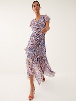 Thumbnail for your product : Shoshanna Elnora Floral Silk-Blend Ruched Asymmetric High-Low Dress