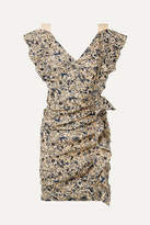 Thumbnail for your product : Etoile Isabel Marant Topaz Ruffled Printed Linen Mini Dress - Beige
