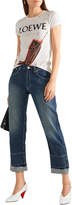 Thumbnail for your product : Loewe Cropped Embroidered Faded Mid-rise Wide-leg Jeans
