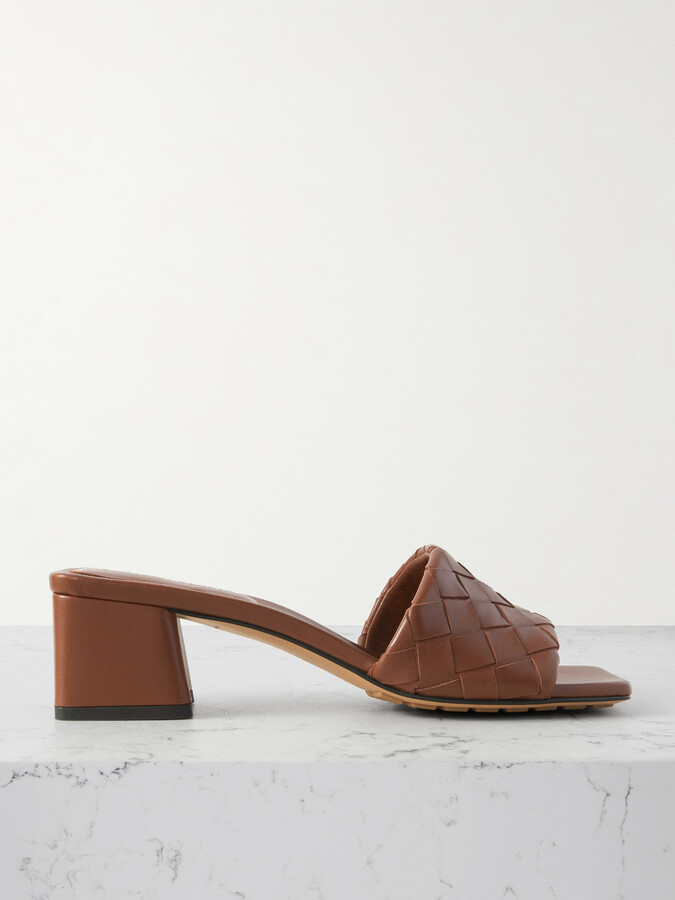 Bottega Veneta Riva Intrecciato Leather Mules - Brown
