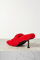 Thumbnail for your product : Balenciaga Furry Logo-embroidered Faux Shearling Mules - IT36