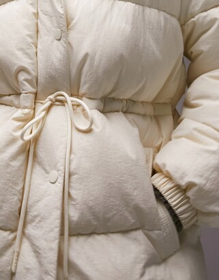 topshop tie waist puffer coat