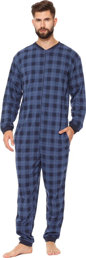 Cornette Man's Jumpsuit Pyjama CR-196 (Navy (Checked) - ShopStyle