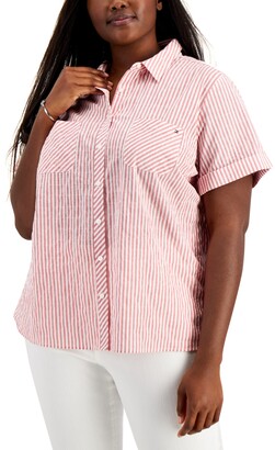 Tommy Hilfiger Plus Size Alexander Striped Camp Shirt - ShopStyle