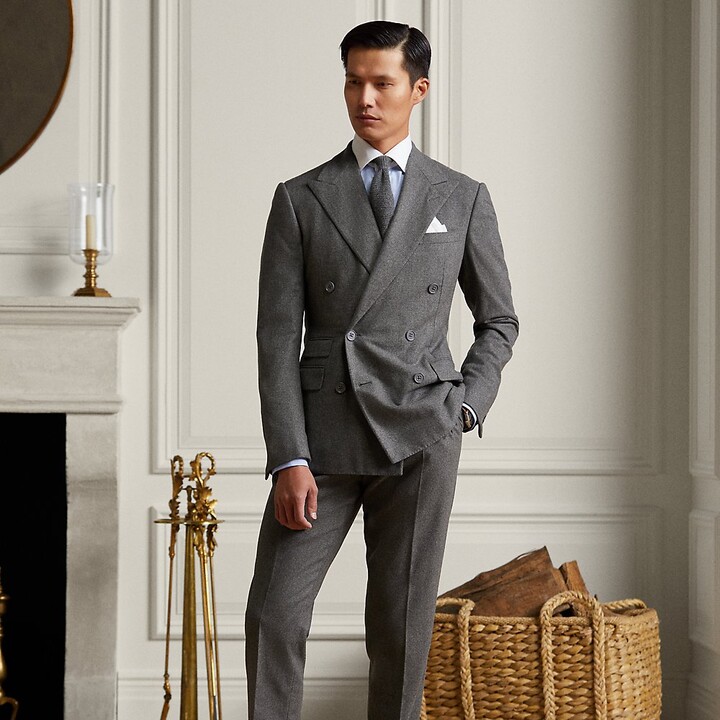 grey flannel double breasted suit