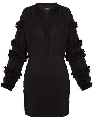 Isabel Marant Celest Ruffle Trimmed Cotton Gauze Dress - Womens - Black