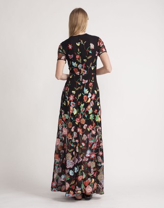 Cynthia Rowley Embroidered Tulle Lace Maxi Dress