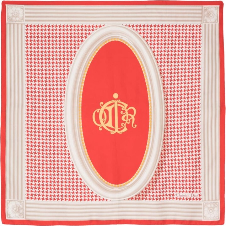 Dior Brown Oblique Monogram Silk Square Scarf