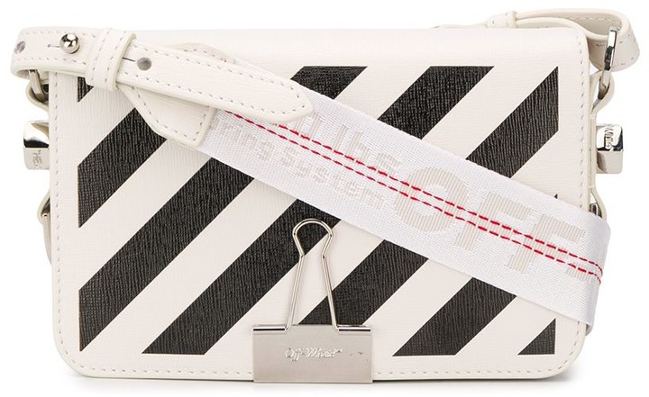 off white striped shoulder bag