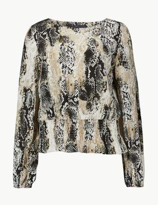 Marks and Spencer Animal Print Long Sleeve Blouse