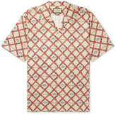 Thumbnail for your product : Gucci Oversized Camp-Collar Printed Paper-Effect Crinkled-Shell Shirt