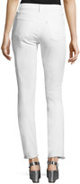 Thumbnail for your product : J Brand Maria High-Rise Distressed Skinny Jeans with Raw Hem, White Mercy
