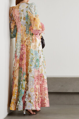 Zimmermann Concert Embellished Floral-print Linen And Silk-blend