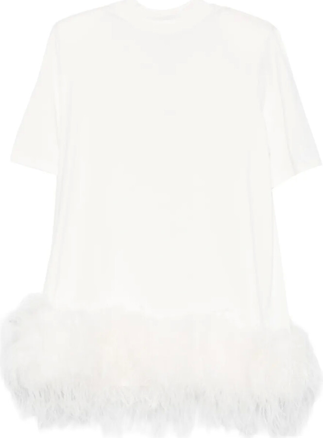 ATTICO Feather Trim Mini Dress
