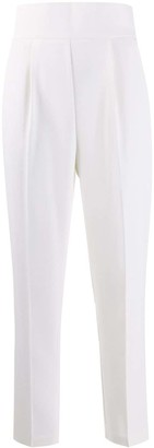 white high waisted tapered trousers