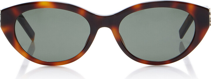 Saint Laurent Round-Frame Tortoiseshell Acetate Sunglasses
