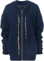 Thumbnail for your product : Haider Ackermann embroidered slit zipped hoodie