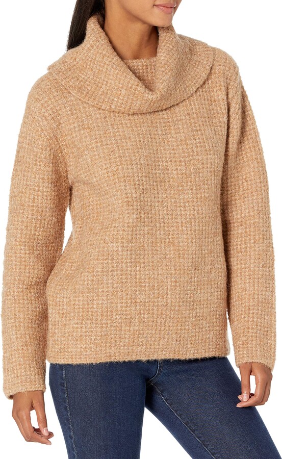 camel cowl neck sweater