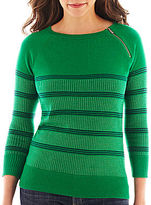Thumbnail for your product : Liz Claiborne 3/4-Sleeve Zip-Neck Sweater