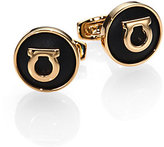 Thumbnail for your product : Ferragamo Leather and Brass Gancini Cuff Links