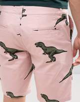 Thumbnail for your product : ASOS Slim Chino Shorts In Dinosaur Print