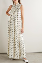 Thumbnail for your product : Adam Lippes Flocked Silk-blend Crepon Gown - Cream