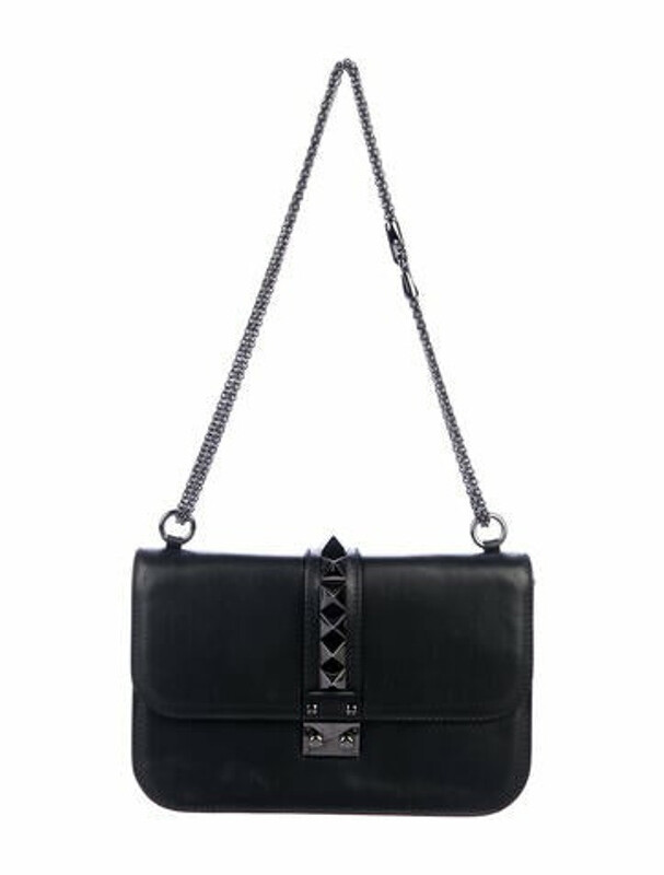 Valentino Leather Glam Rock Shoulder Bag Black - ShopStyle