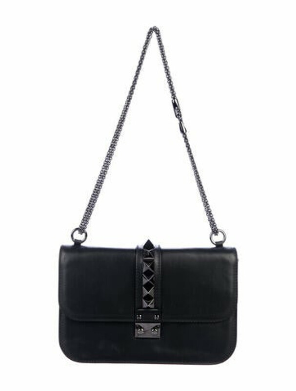 Valentino Leather Glam Rock Shoulder Bag Black ShopStyle