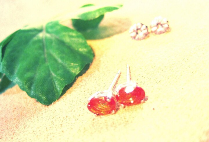 Etsy Fanta Orange Sapphire Stud Earrings 925 Sterling Silver, Sri Lanka Gem