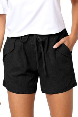 ANFTFH Womens Shorts Beach Trousers Hot Pants Casual Shorts with Drawstring 