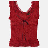 Red Wool & Cashmere Knit Sleeveless 