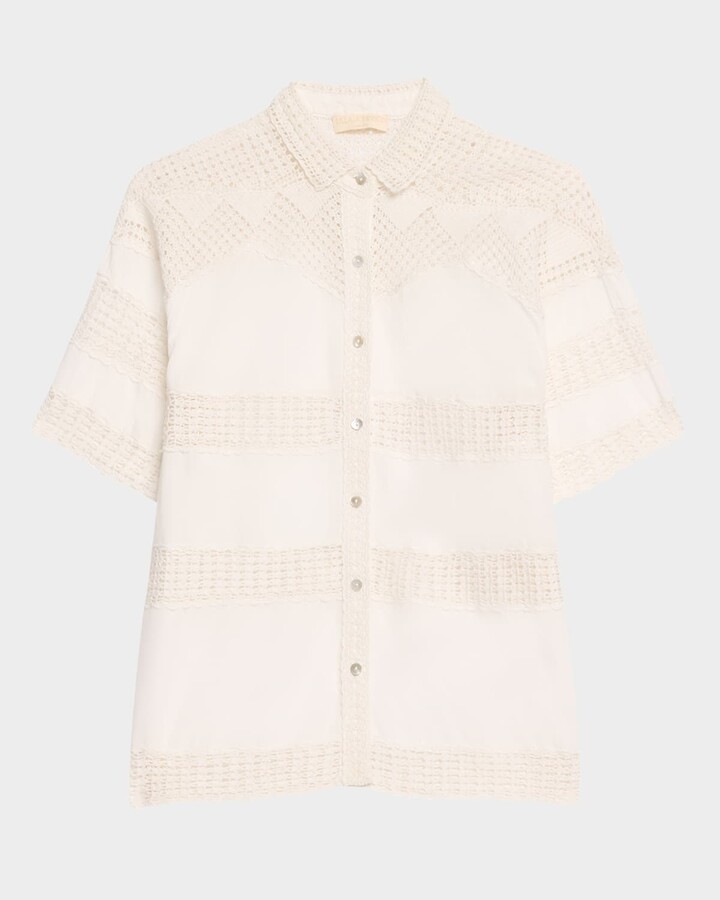 Ulla Johnson Amal Crochet Button-Front Shirt