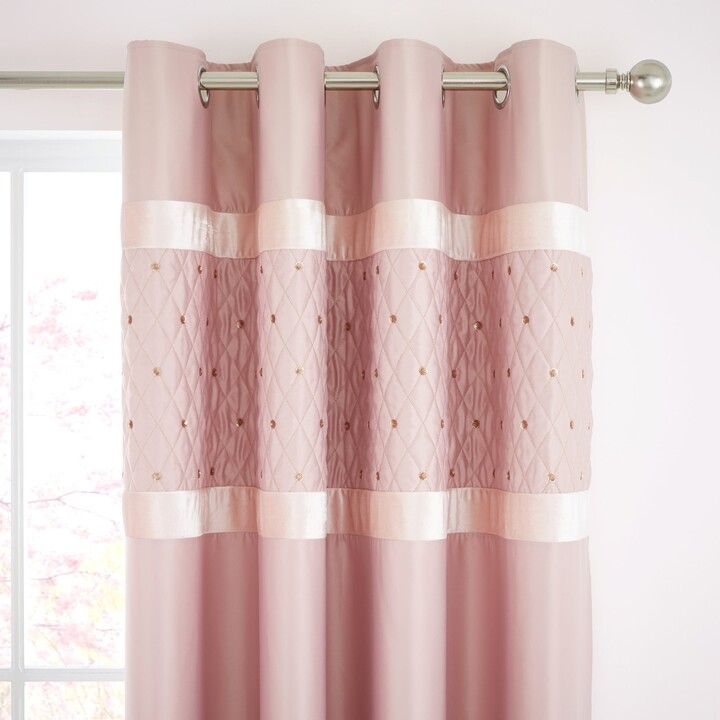 Catherine Lansfield Blush Sequin Cluster Eyelet Curtains Pink