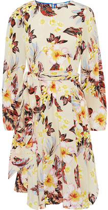 Diane von Furstenberg Belted Floral-print Silk Crepe De Chine Dress
