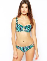 Thumbnail for your product : ASOS Geo Print Moulded Cut Out Back 50s Fuller Bust Bikini Top D-F