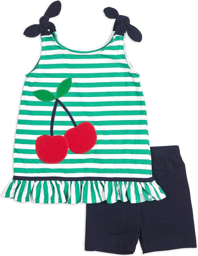 Florence Eiseman Stripe Knit Short Set With Cherries