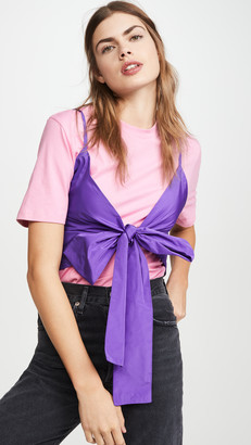 MSGM Tie Front T-Shirt Blouse