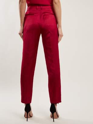 Givenchy Straight Leg Satin Cropped Trousers - Womens - Dark Pink