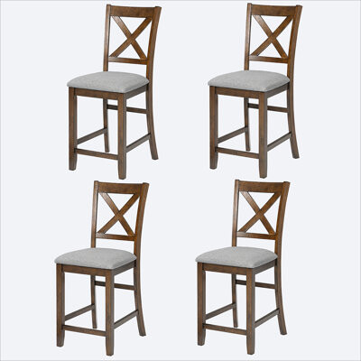 Corrigan Studio Counter Height Chairs set for 4 Kitchen Chair with Padded Seat Counter Height Barstool for Dining Room Walnut