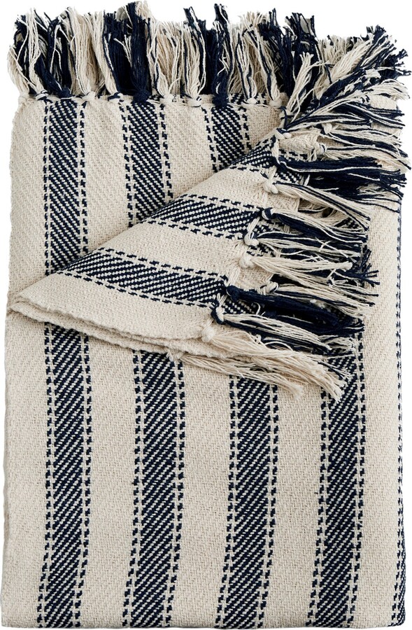 Dunelm Hanson Throw Blue/White ShopStyle