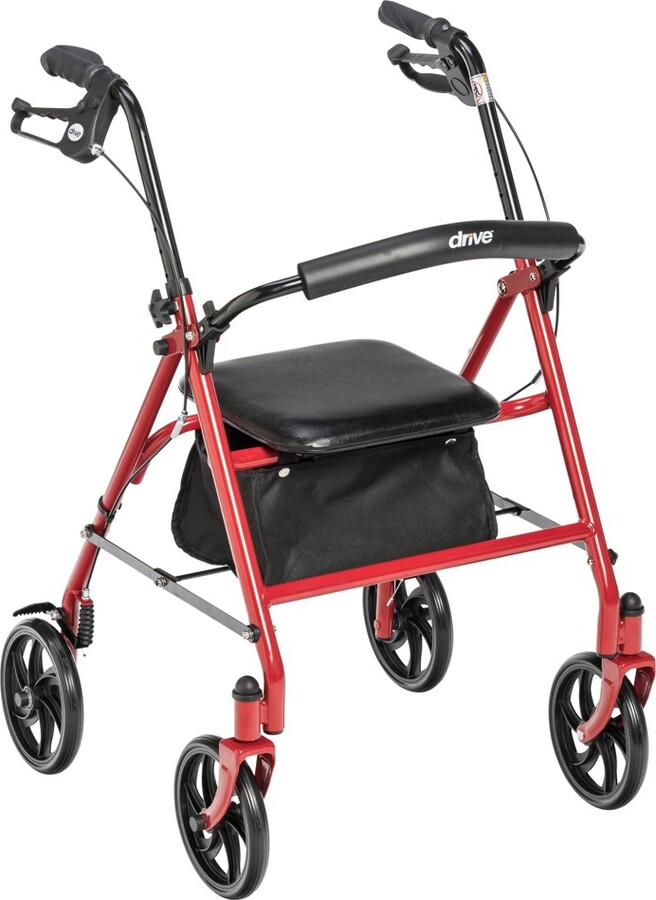 Drive Medical Four Wheel Walker Rollator with Fold Up Removable Back